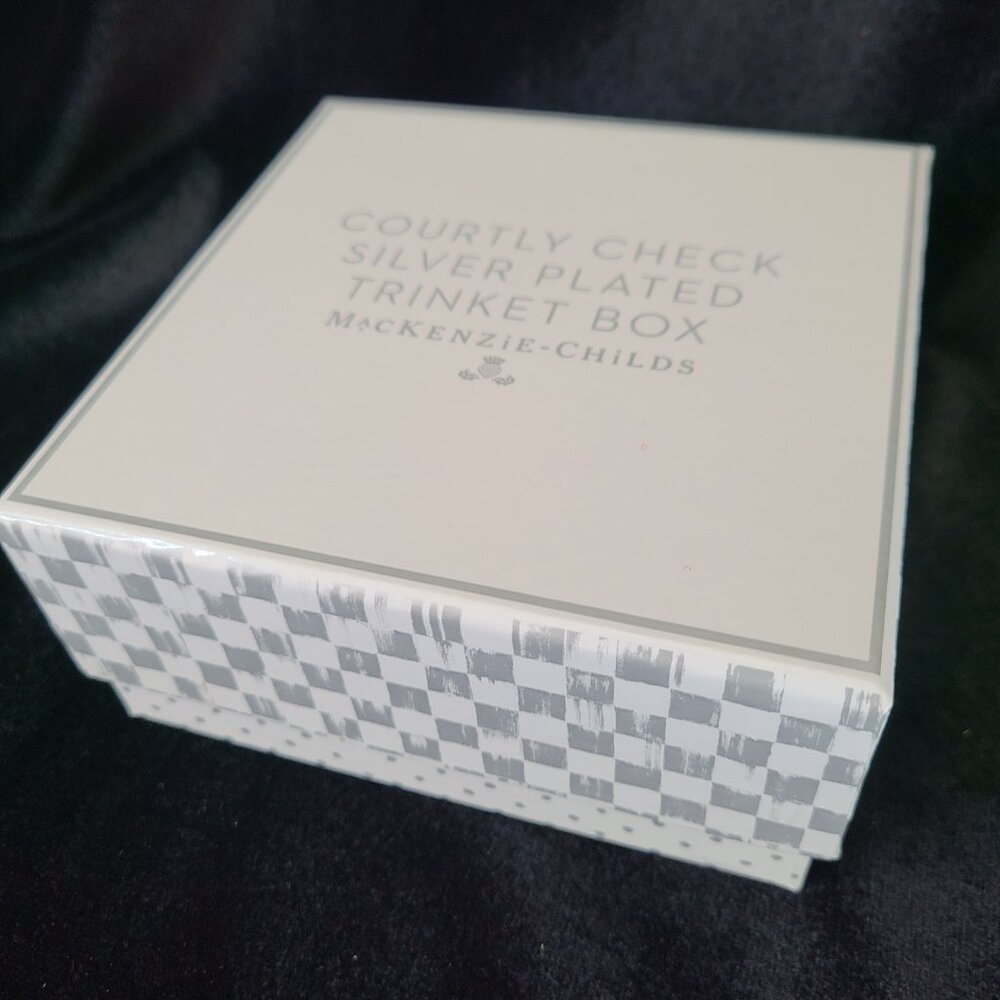 Mackenzie-Childs Courtly Check Silver Plated Trinket Box - NEW IN BOX! - Picture 10 of 13